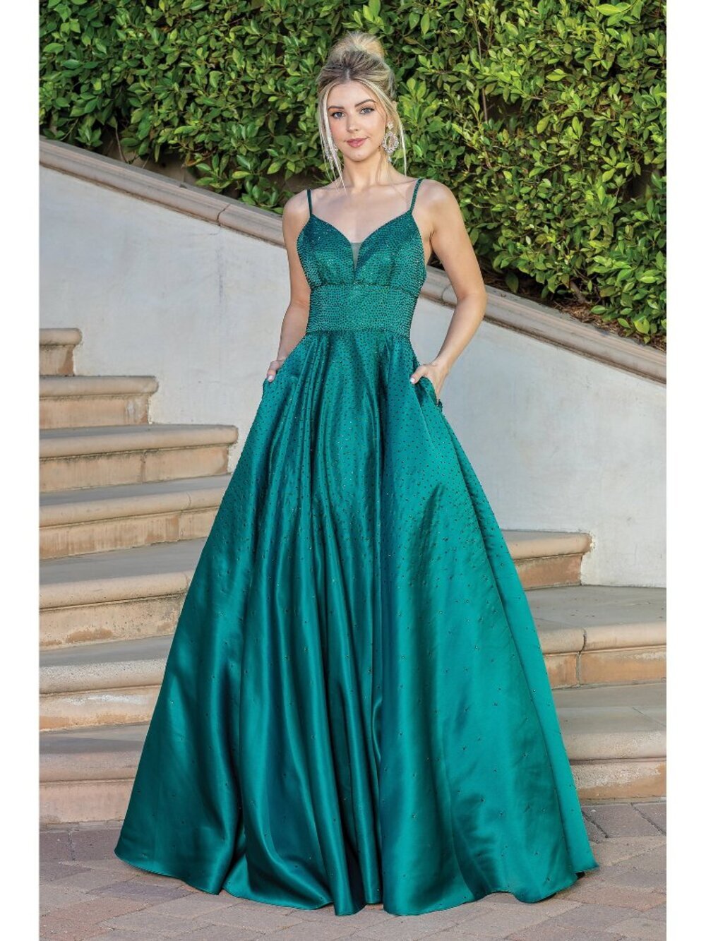 NEW HUNTER-GREEN Evening Gown Floor Length Formal Elegant Stunning 4256